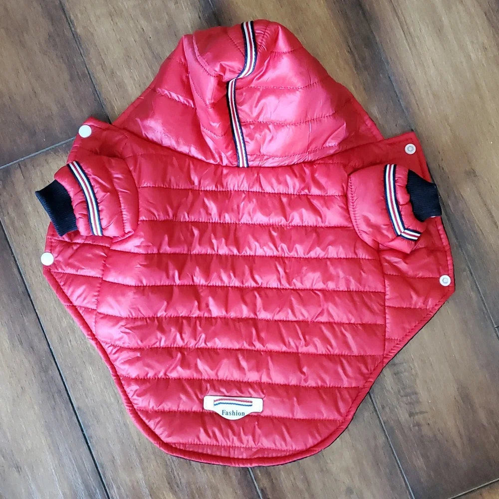 NWOT Red Hooded Puffer Dog Jacket - Picture 8 of 12